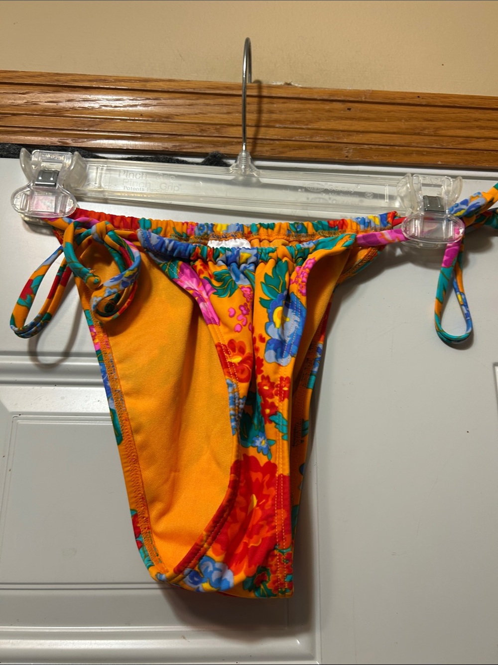 Floral Tie-Side Swim Bottoms - Orange M